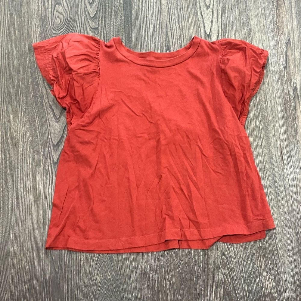 Old Navy Tee Shirt Flutter Short Sleeves Crew Neck Casual Cotton Orange Large